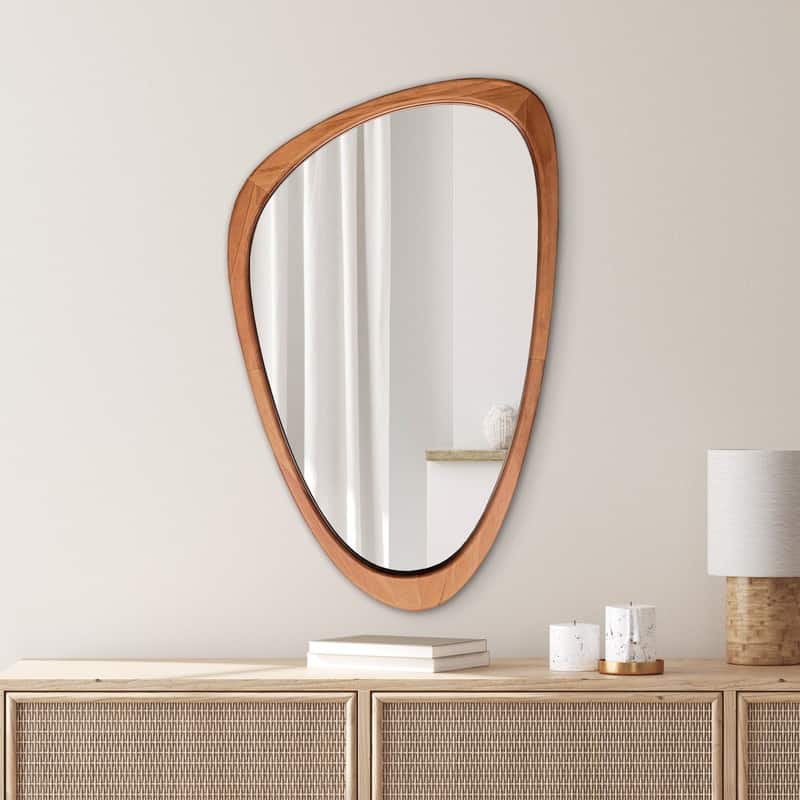 Pine Frame Irregular Asymmetrical Wall Decorative Mirror