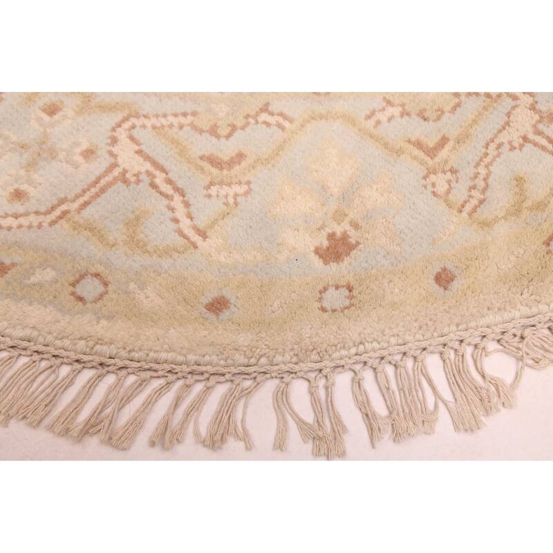 ECARPETGALLERY Hand-knotted Royal Oushak Ivory Wool Rug - 5'0 x 5'0