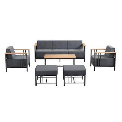Pocassy 5PCS Sofa Patio Chair with Ottoman
