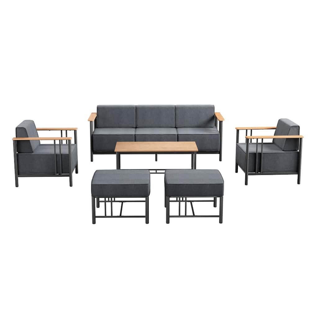 Pocassy 5PCS Sofa Patio Chair with Ottoman