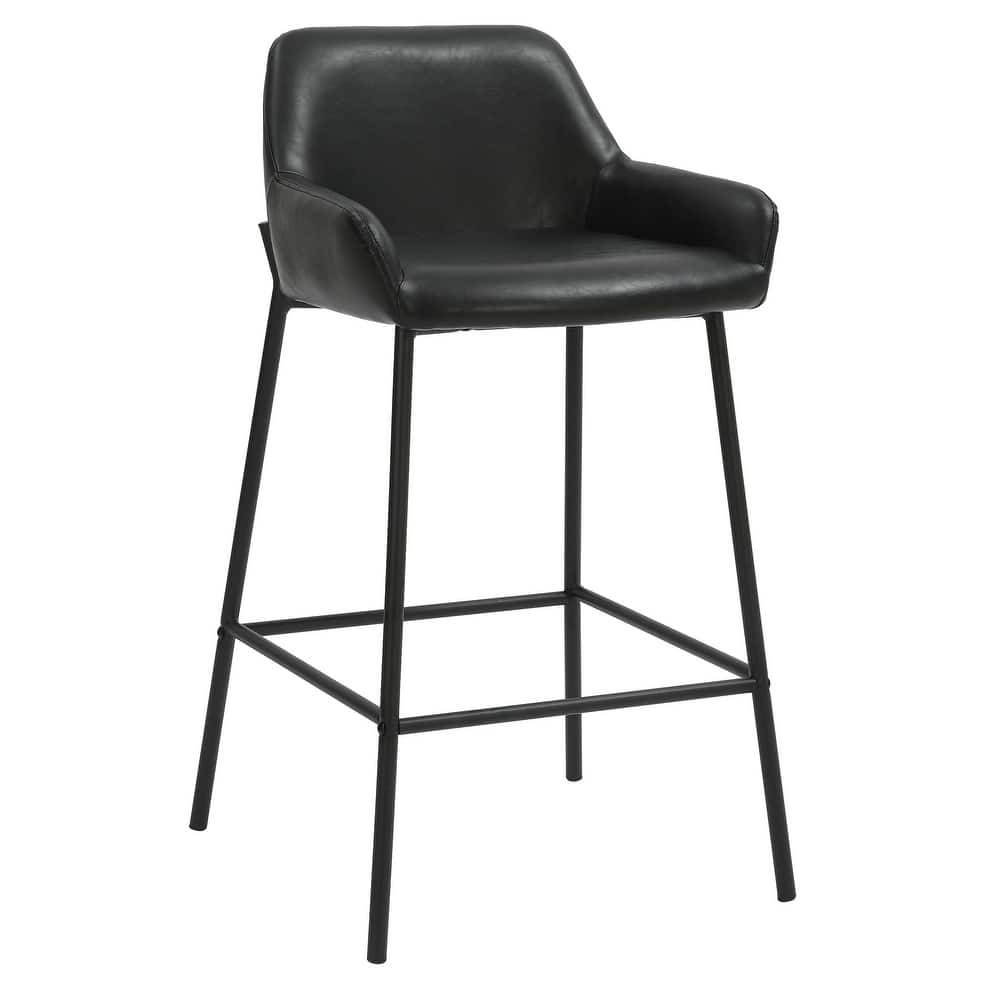 Contemporary Faux Leather & Metal 26" Counter Stool, PU, Set of 2