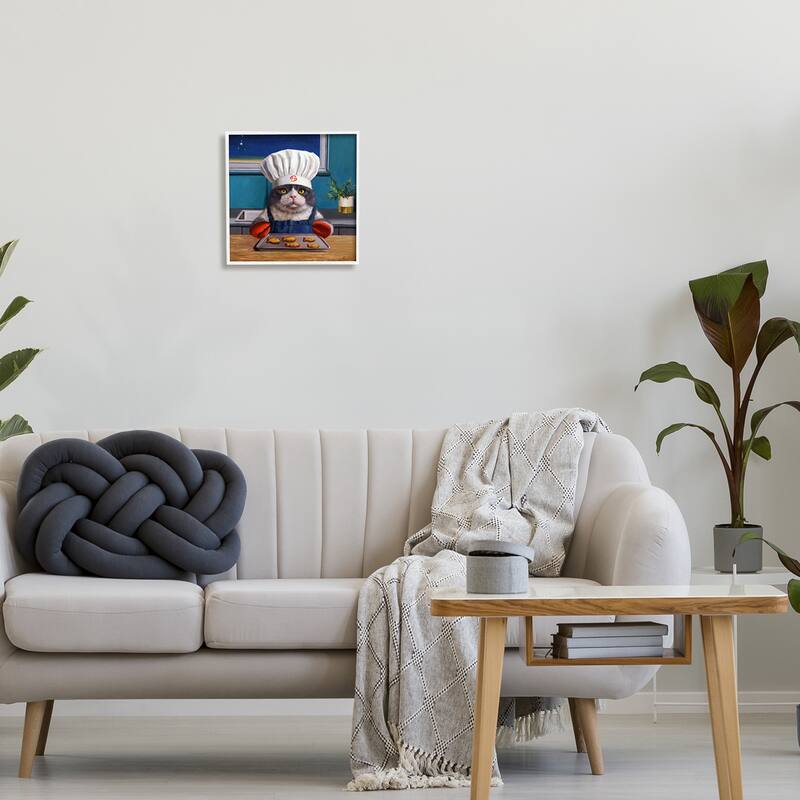 Stupell Fresh Baked Fish Cookies Cat Chef Astrological Symbol Framed Wall Art, Design by Lucia Heffernan
