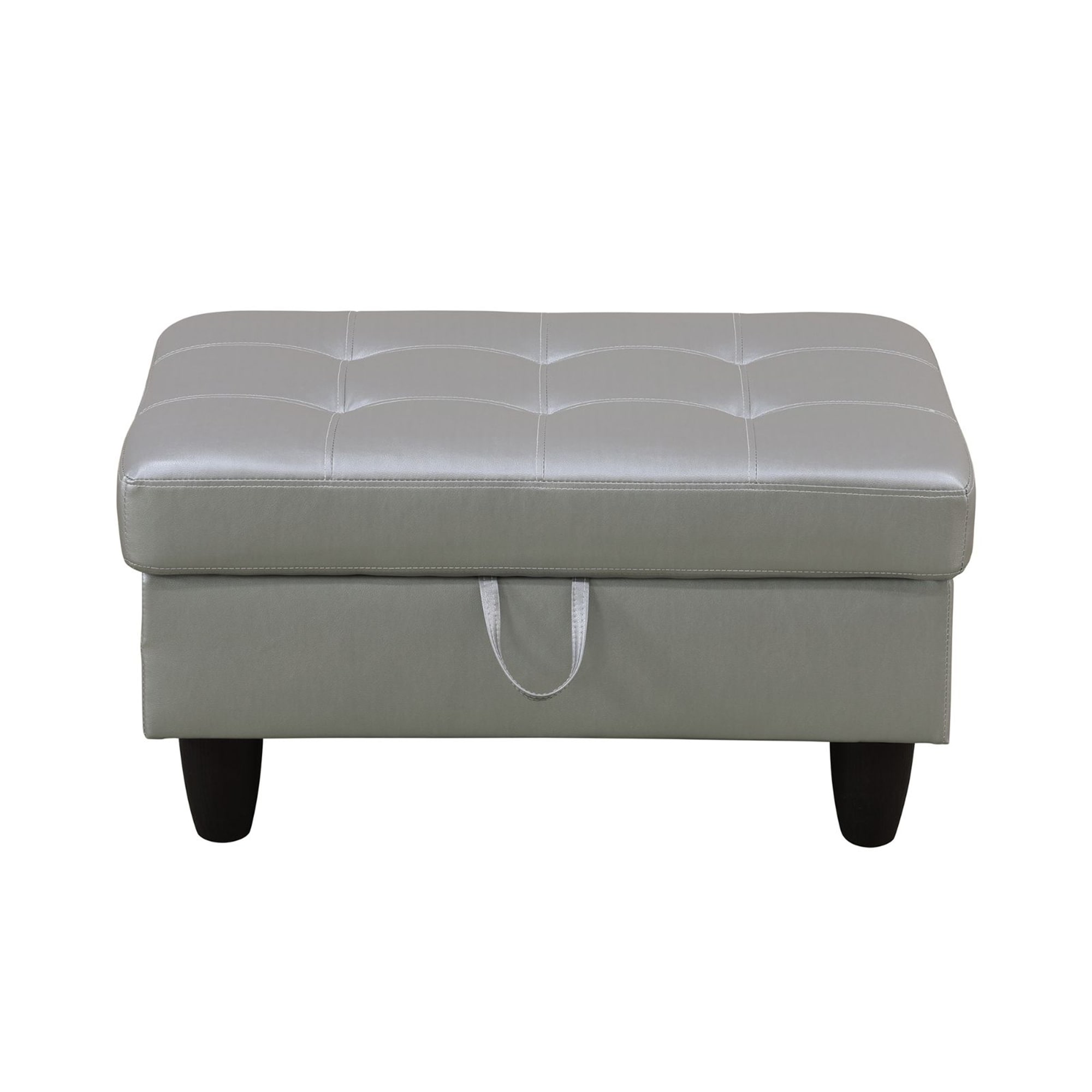 Acroma Modern Silver White Faux Leather Storage Ottoman Foot Rest