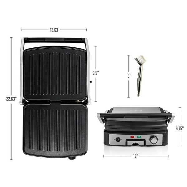 Ovente Electric Panini Press Grill Bread Toaster Nonstick Double Sided