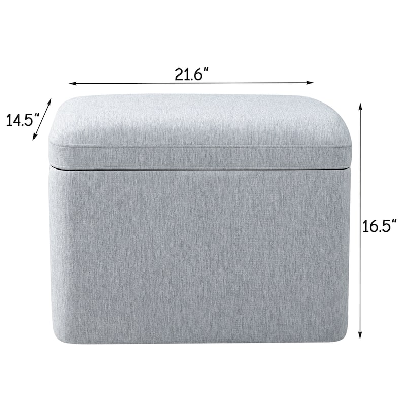 Adeco 21" Linen Storage Ottoman for Living Room - Blue-Gray