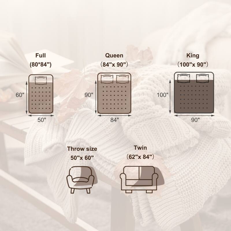 Electric Flannel King Queen Throw Heated Blanket