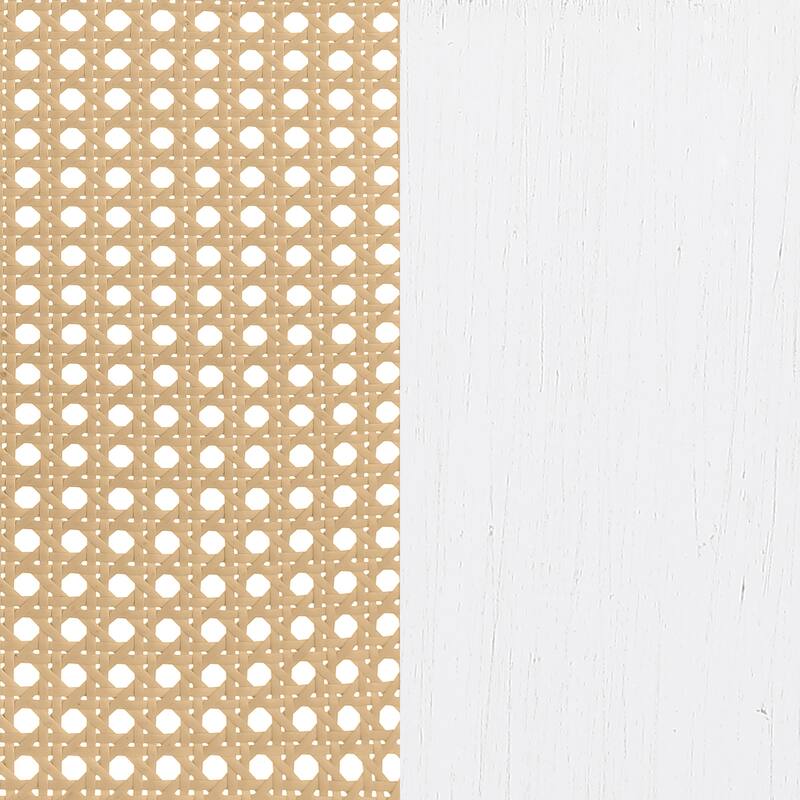 Randall White Open Cane Webbing Metal Queen Bed