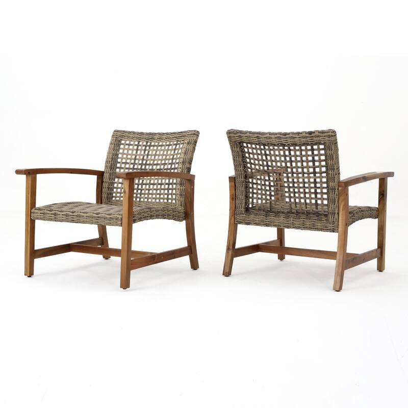Exquisite Wood and Wicker Club Chair(Set of 2)