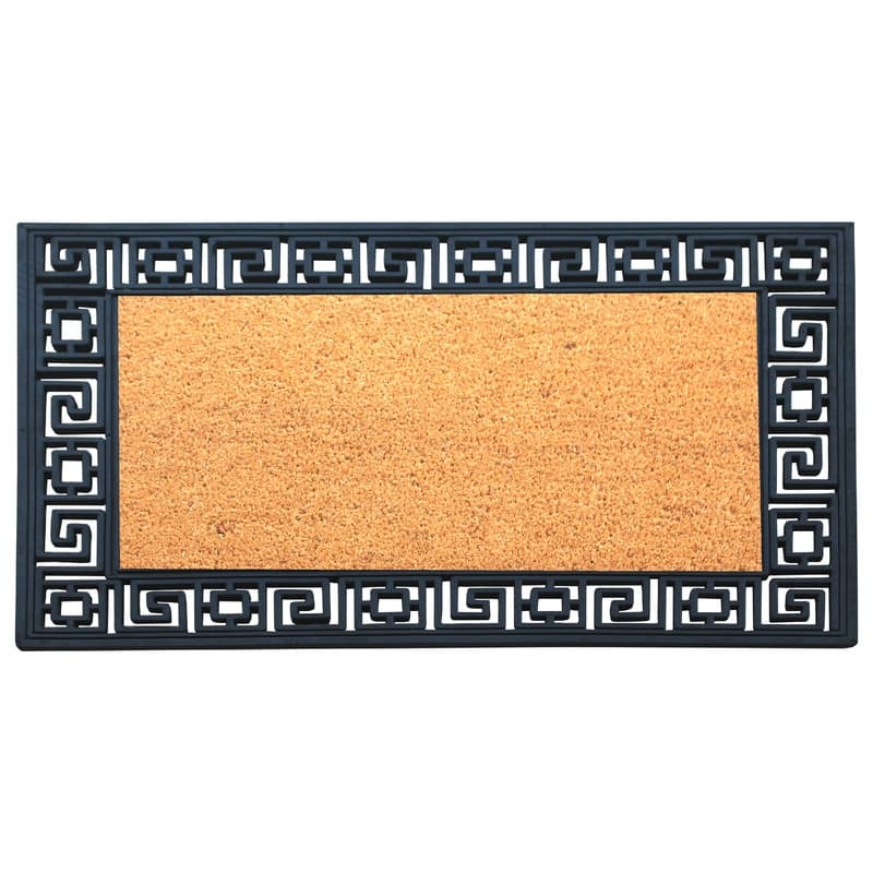 A1HC Rubber Coir Greek Key Border Tray Mat ,Outdoor Doormat 24" X 36"