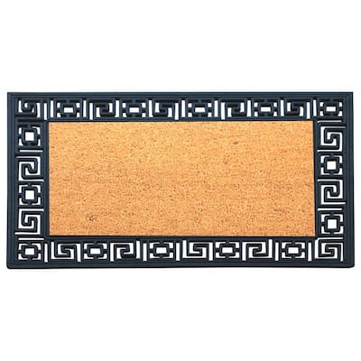A1HC Rubber Coir Greek Key Border Tray Mat ,Outdoor Doormat 24" X 36"