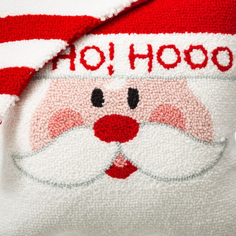 Glitzhome 14"L Hooked 3D Santa Snowman Christmas Throw Pillow Home Decor