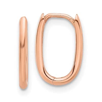 Curata 14k Rose Gold Polished Oval Hinged Hoop Earrings - 13.1x9.2mm