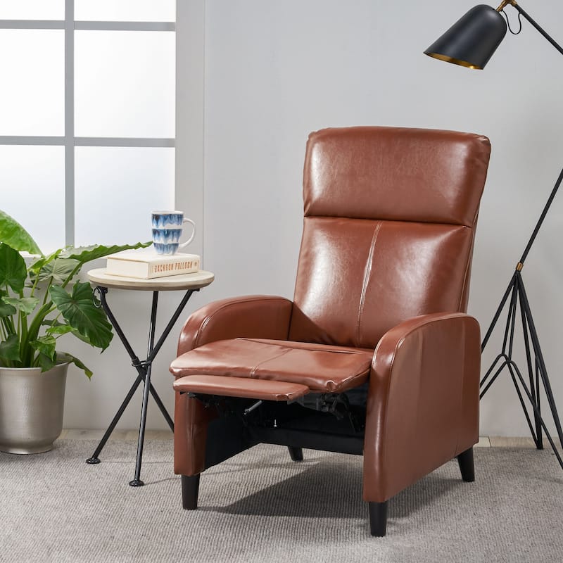 33.5"Wide Leather Push Back Standard Recliner Classic Overstuffed Single Recliner Sofa with Soft Padded and Armrest