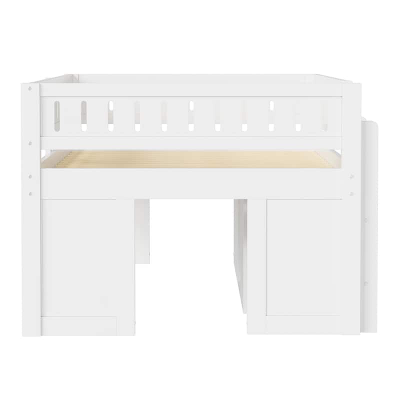 GDFStudio - Solid Wood Full Size Loft Bed with Storage & Chalkboard Panel