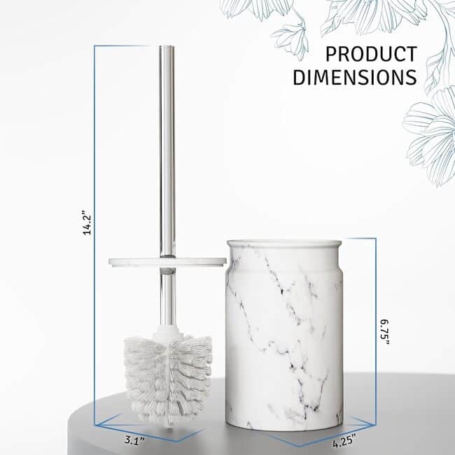 Creative Scents White Marble Toilet Brush and Holder Set
