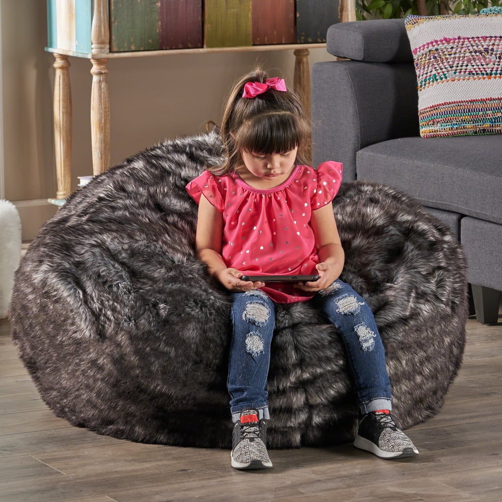 Warrin Furry Glam Faux Fur 3 Ft. Bean Bag by Christopher Knight Home