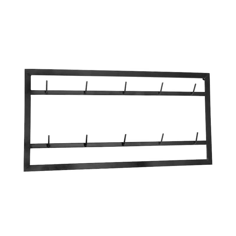 Black Metal 10-Hook Mug Wall Rack