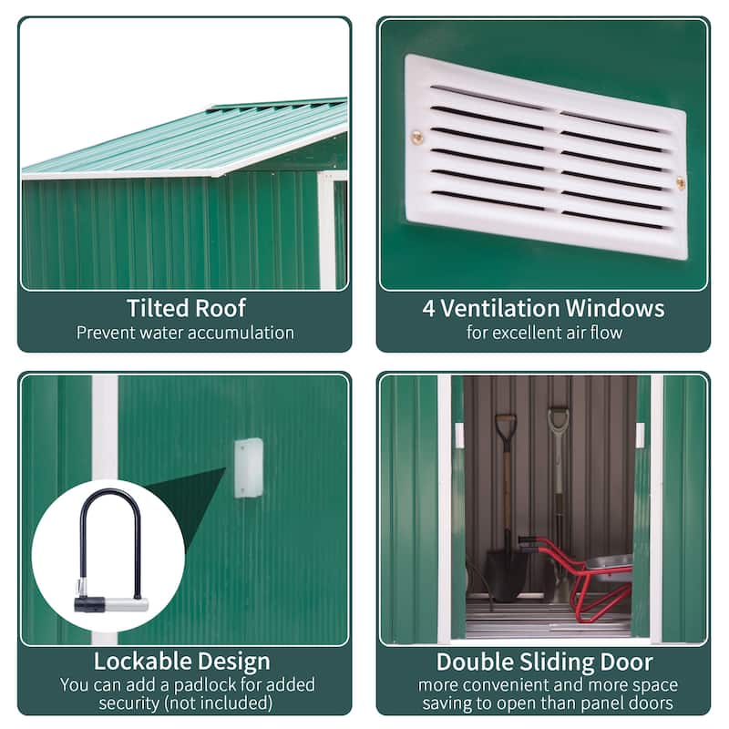 Outsunny 7'x4' Metal Outdoor Shed Organizer & Garden Storage with 4 Vents for Airflow & 2 Easy Sliding Doors