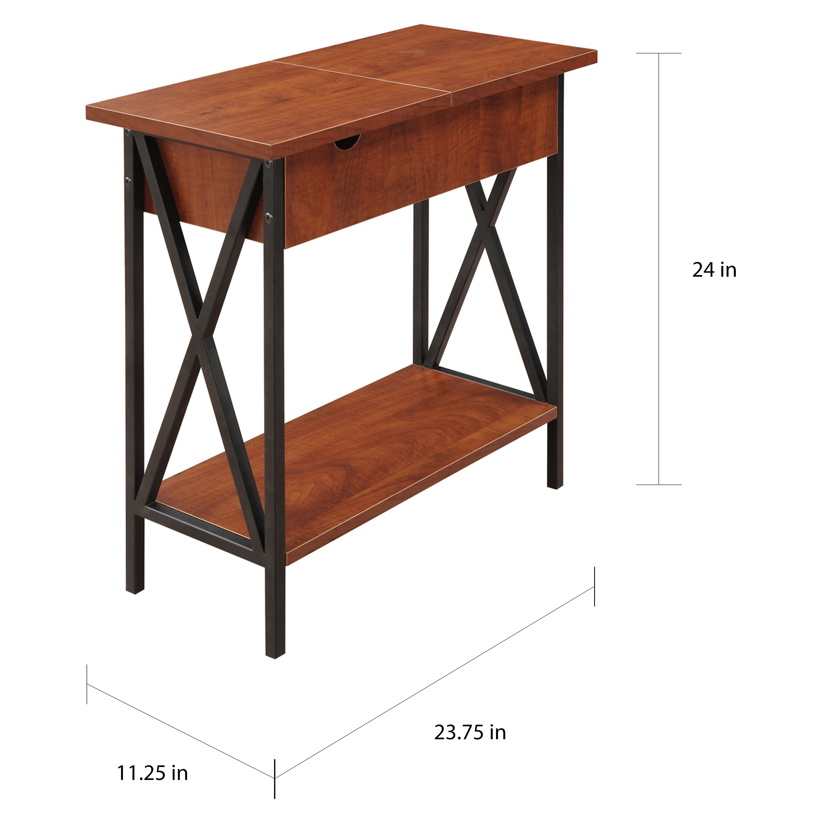 Details about   Convenience Concepts Tucson Flip Top End Table with Charging Station 