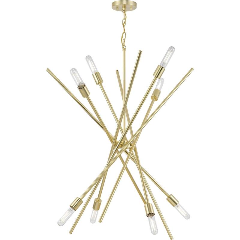 Astra Collection 8-Light 42 in. Satin Brass Modern Chandelier - Medium - Satin Brass - Medium