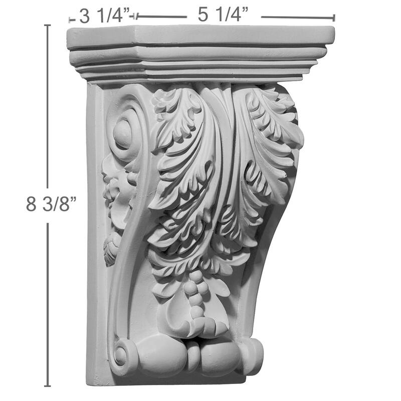 5 1/4"W x 3 1/4"D x 8 3/8"H Edinburgh Corbel
