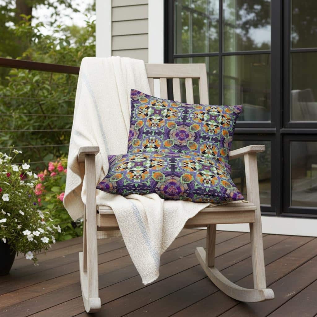 HomeRoots Set of Two 16" X 16" Purple and White Blown Seam Floral Indoor Outdoor Throw Pillow - 16.00' X '16.00' X '5.00