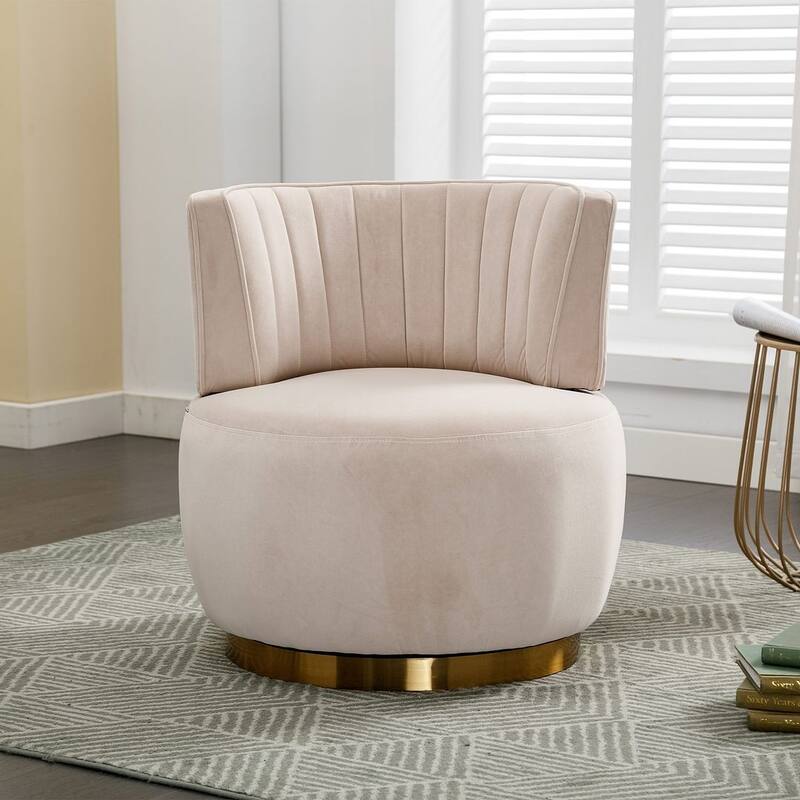 Modern Velvet 360 Degree Swivel Round Armrest Upholstered Accent Chair
