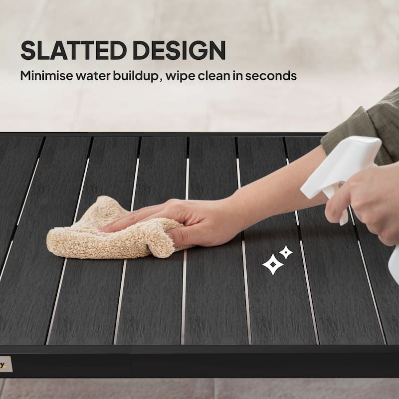 Outsunny Patio Dining Table for 8, Rectangular Aluminum Outdoor Table for Garden Lawn Backyard