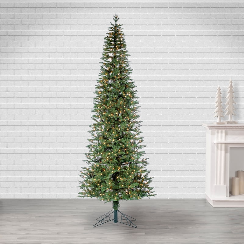 10 Foot Pre Lit Natural Cut Pine Tree with 950 Clear White Lights