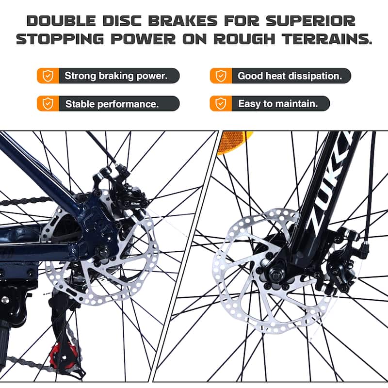 27.5 Inch Cycling Bicycle, 21 Speed Mountain Bike w/Front Suspension, Dual Disc Brakes, Aluminum Alloy Frame for Boys and Girls