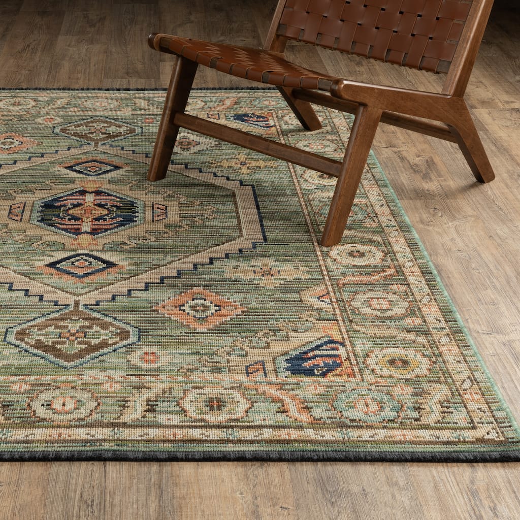 Landon Traditional Medallion Wool Blend Area Rug
