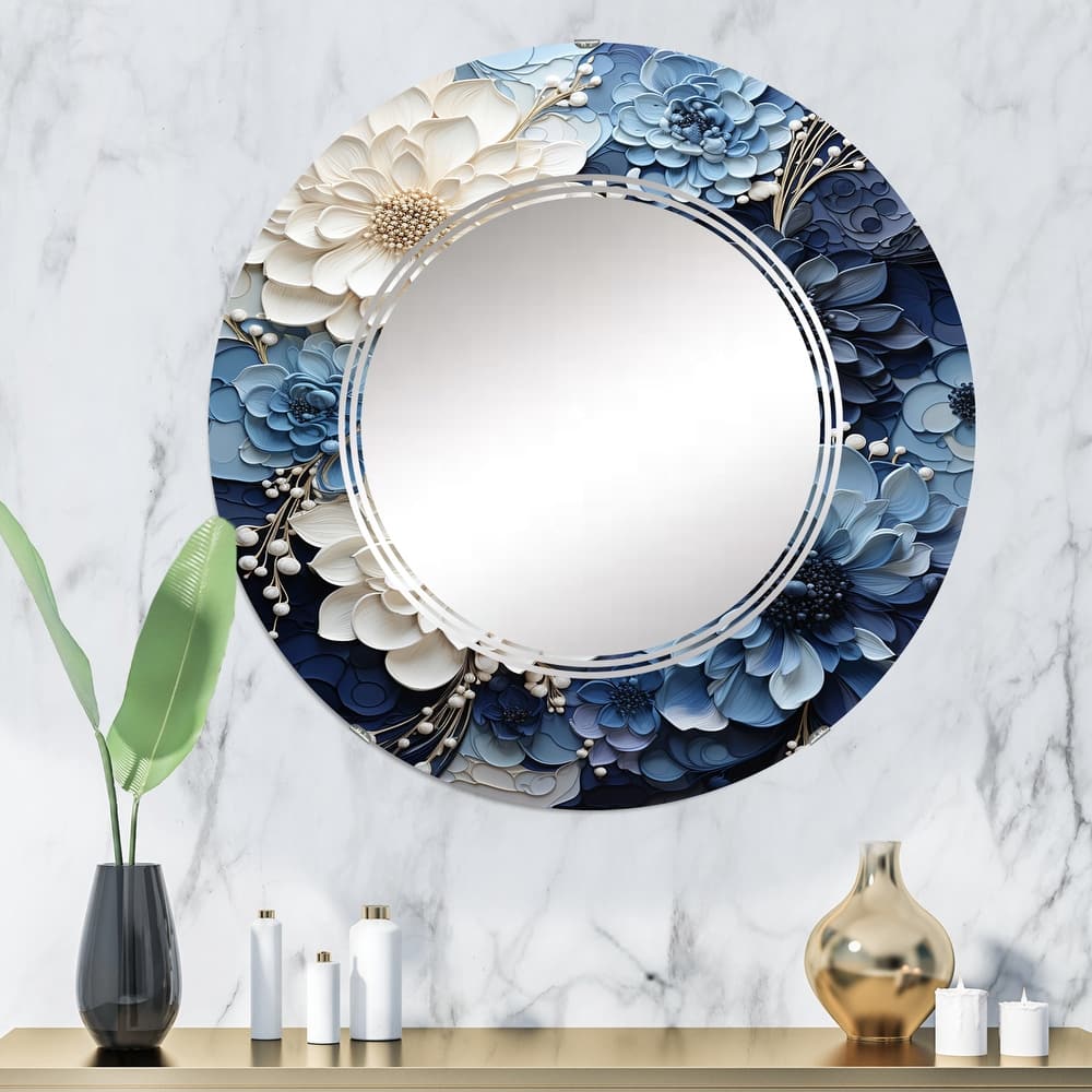 Designart "Liquid Ink Spiral I" Abstract Modern Wall Mirror