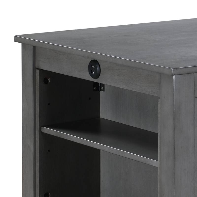 36" Finish Small Space Counter Height Dining Table with USB Charging Ports and Shelves