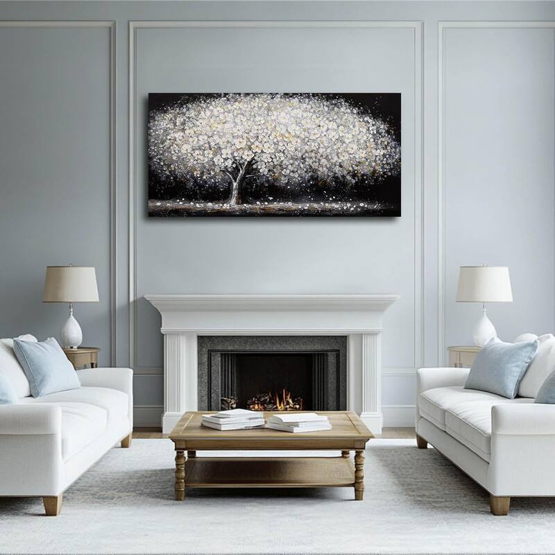 White Flowers Wall Art,Modern Artwork Nature Canvas Pictures