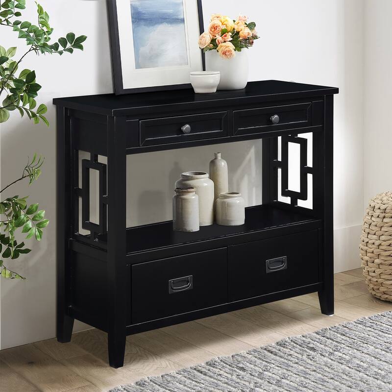 36-inch Modern Multifunctional Solid Pine Console Table