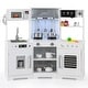 preview thumbnail 1 of 12, Wooden Pretend Play Kitchen Set with Lights & Sounds, Dual Stoves, Range Hood, Ice-Maker Fridge & Ample Storage White
