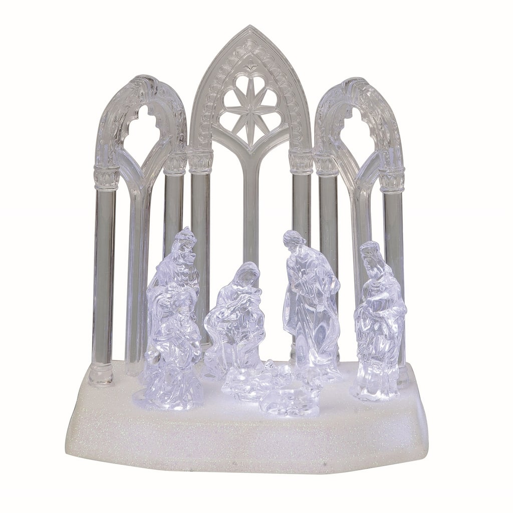 Transpac Acrylic 8.5 in. Multicolor Christmas Light Up Musical Nativity Decor - Mutlicolor