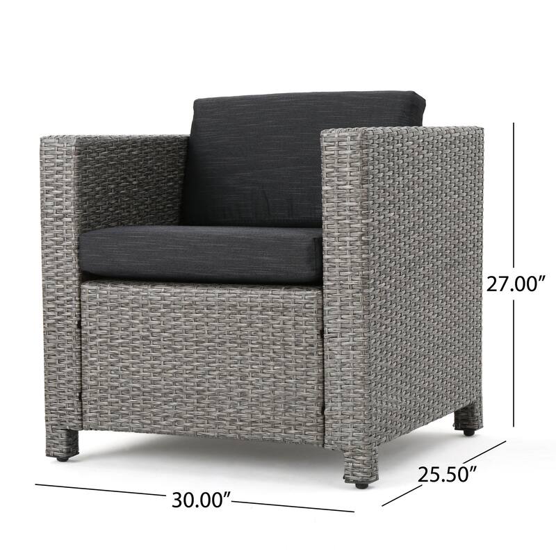 Puerta Outdoor 4-piece Wicker Chair Set with Square Firepit by Christopher Knight Home