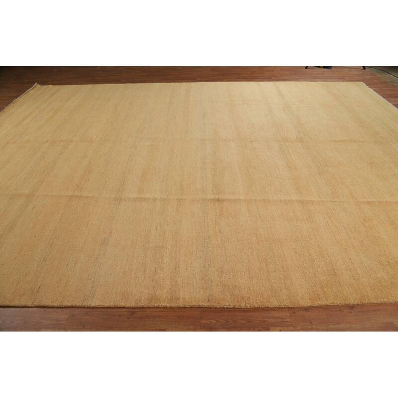 Modern Yellow Gabbeh Oriental Area Rug Handmade Wool Carpet - 8'11"x 13'9"