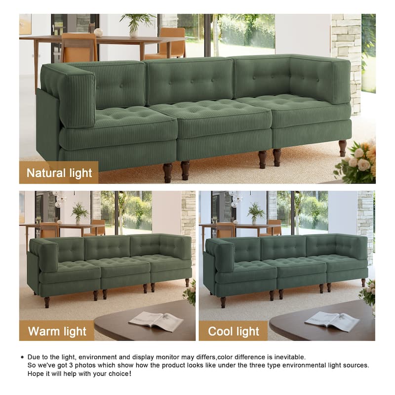 Oversized Modular Sectional Corduroy Fabric Tufted Sofa