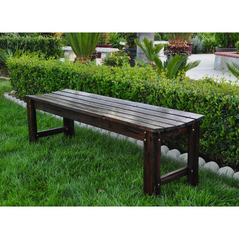 Shine Company 5FT Backless Garden Bench, Cedar Wood, HYDRO-TEX Finish