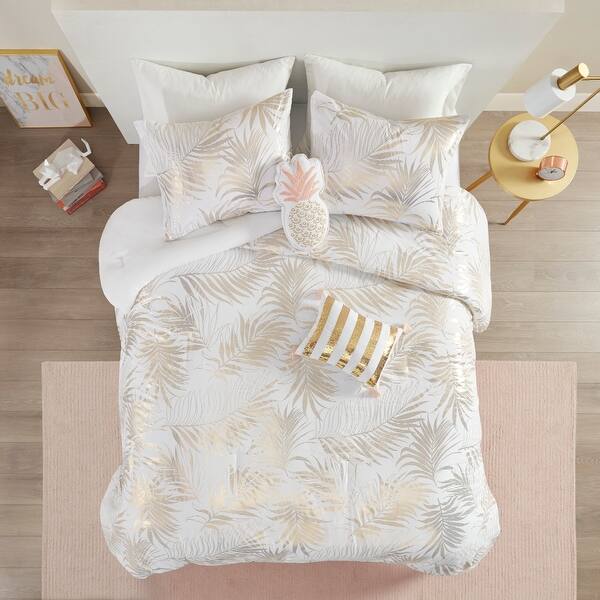 Camilla Gold Tropical Metallic Printed Comforter Set By Intelligent Design Overstock 33241940