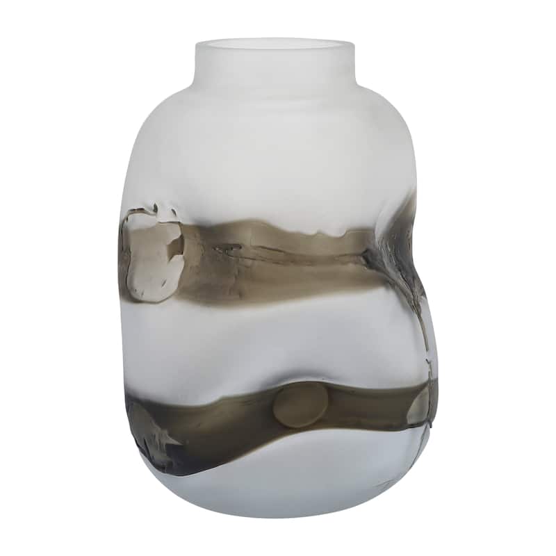 Sagebrook Home Glass Gray Dented Abstract Vase