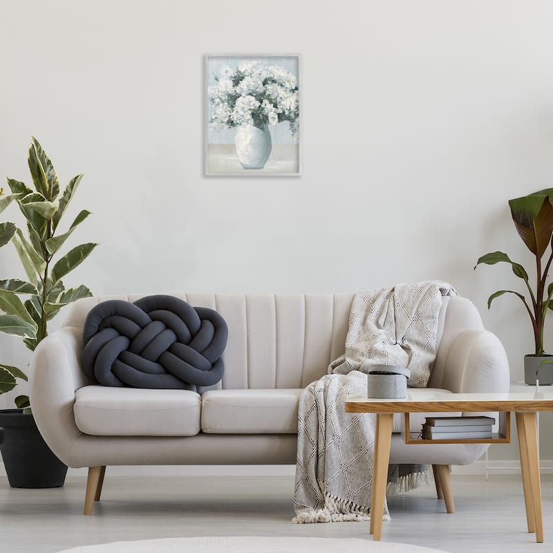 Stupell Timeless White Flower Vase Framed Giclee Art Design By Sally Swatland