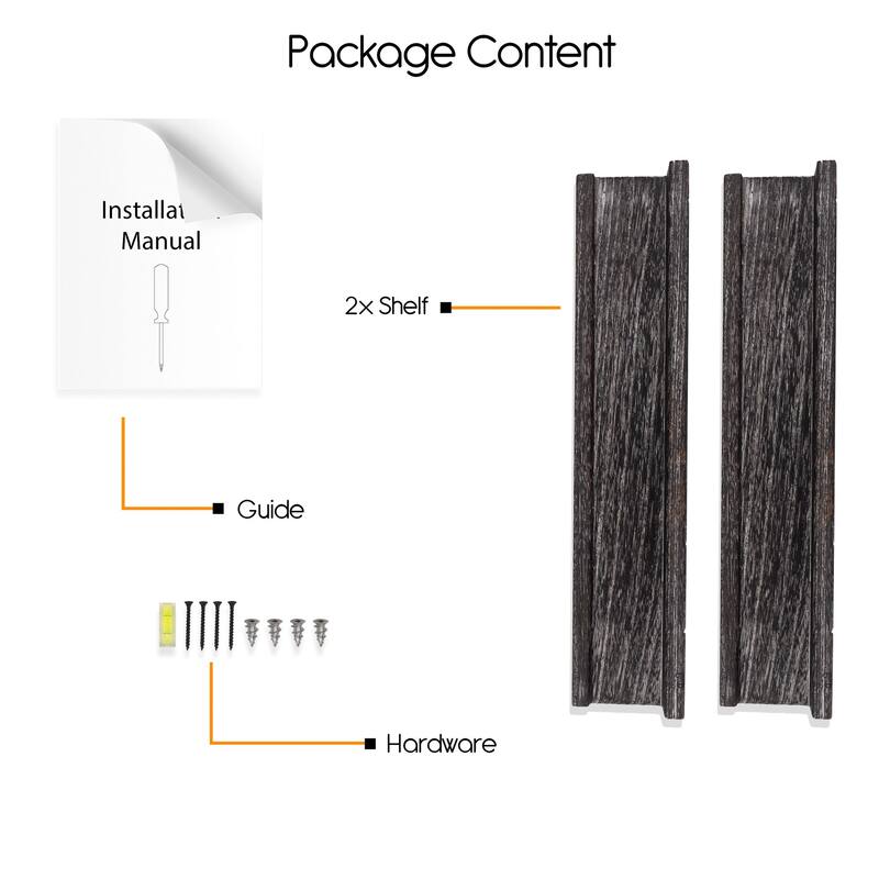 Rustic State Solid Wood Picture Ledge Wall Shelf 17 Inch - Pack of 2