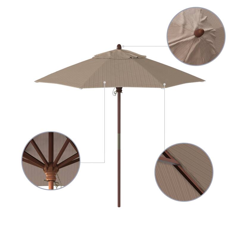 Port Lavaca 7.5ft Round Wood Umbrella by Havenside Home, Base Not Included