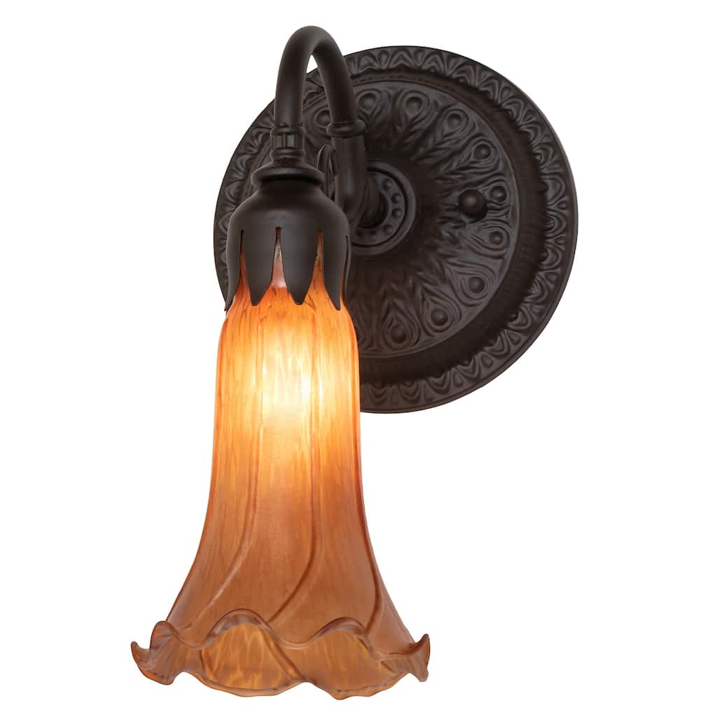 5.5" Wide Amber Tiffany Pond Lily Wall Sconce - N/A