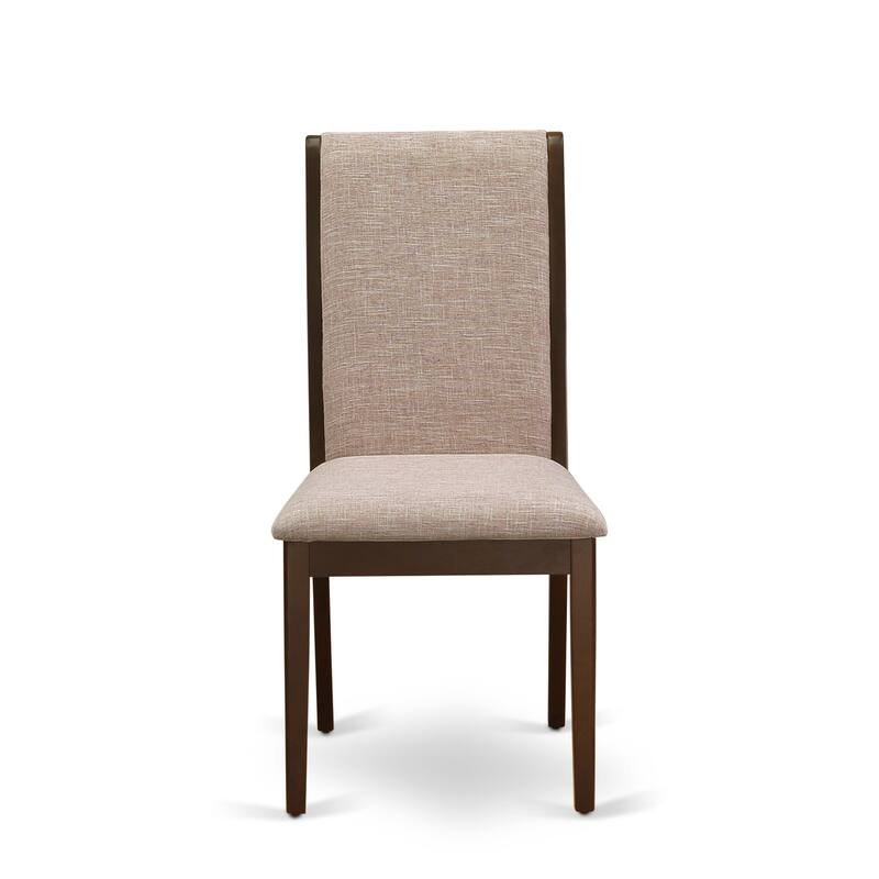 East West Furniture Lancy Parson Chairs - Linen Fabric Padded Dining Chairs, Set of 2, (Finish Options)