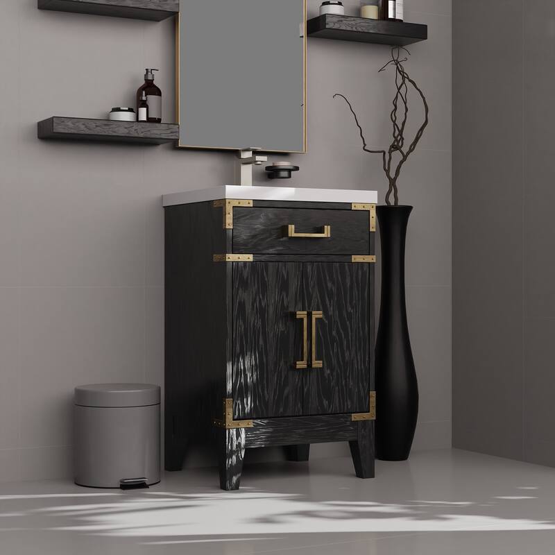20-inch Bathroom Vanity with Acrylic Top, Soft Close Cabinet, and 18" x 24" Mirror - Polished Surface