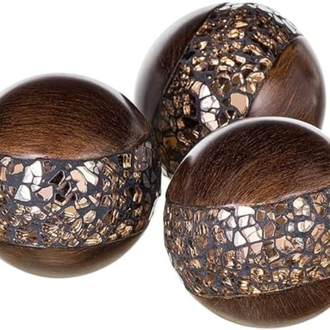 Creative Scents Schonwerk Walnut Decorative Orbs for Bowls and Vases (Set of 3)